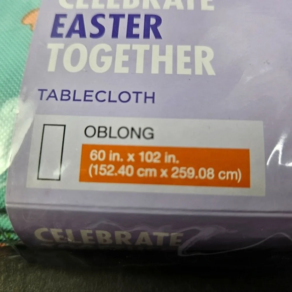 Easter Oblong Tablecloth 60 x 102 Floral Bunny Eggs Chicks‎ Vinyl Holiday New